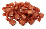 Metra Install Bay RED 22-18AWG female insulated nylon speaker connector isolated on white background.
