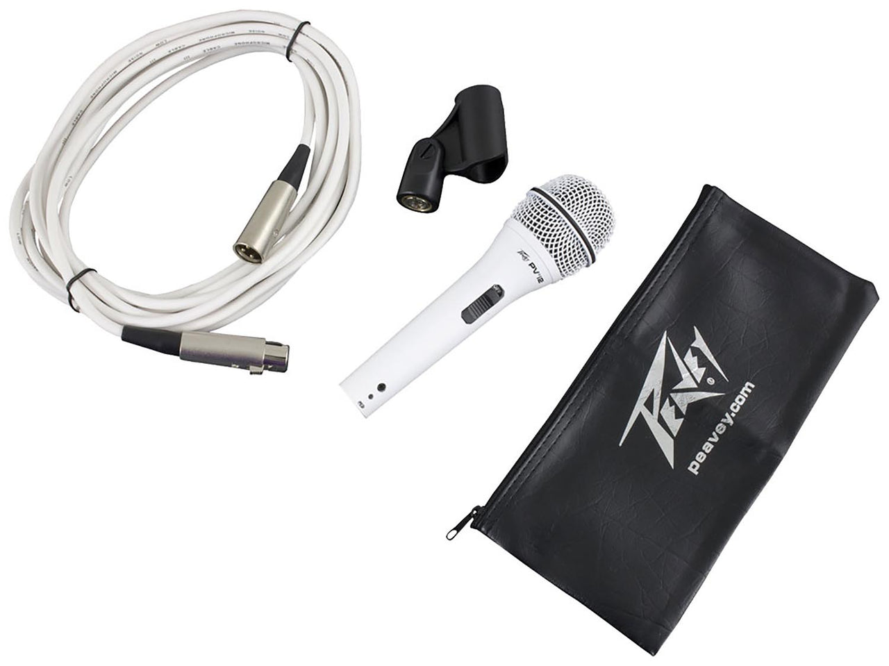 Peavey PVI 2W Cardioid Unidirectional Dynamic Vocal Microphone with XLR Cable - White