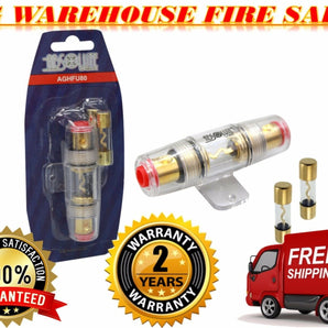Absolute 80 Amp Inline AGU Fuse Holder Fits 4, 8 & 10 Gauge Wire