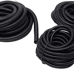A-T 3-Pack 1/4", 3/8", 1/2" x 25 Feet Each Split Wire Loom Convoluted Tubing