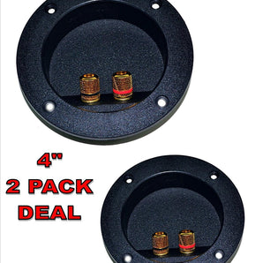 2 PACK SPEAKER ROUND DJ BOX TERMINAL CUP GOLD POST SUBWOOFER CABINET ENCLOSURE