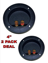 Thumbnail for 2 PACK SPEAKER ROUND DJ BOX TERMINAL CUP GOLD POST SUBWOOFER CABINET ENCLOSURE