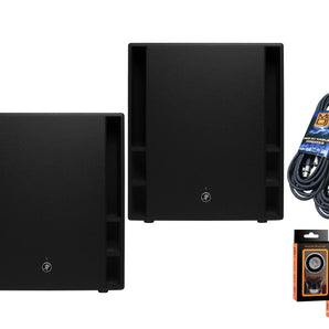 2 Mackie Thump 118S 1400W 18" Powered PA Subwoofer+ 2 XLR Cables & Phone Holder