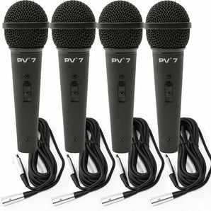 Peavey PV7 ND Magnetic Diaphragm Dynamic Microphone 4-Pack Bundle w/XLR Cab