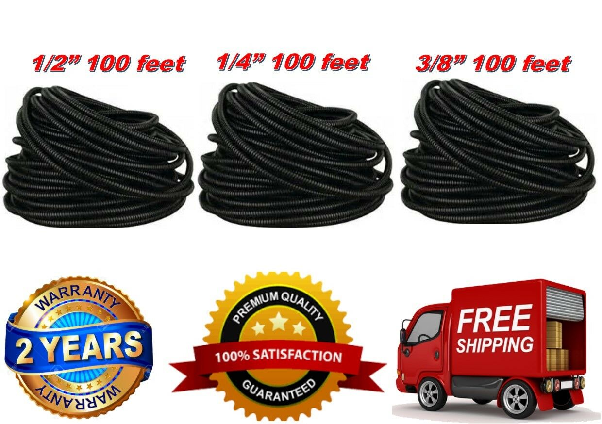 100 FT EACH SIZE 1/4" 3/8" 1/2" SPLIT LOOM POLYETHYLENE WIRE TUBING CABLE