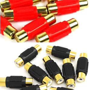 Absolute FF100-20 Female-to-Female RCA Barrel Connector Red & Black (20 Pack)