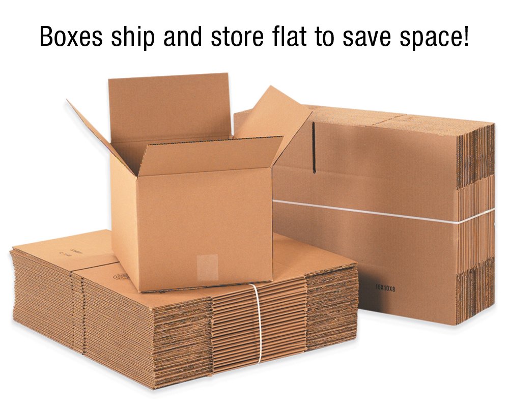 Shipping Boxes 15"L x 15"W x 15"H 25-Pack Corrugated Cardboard Box for Packing Moving Storage