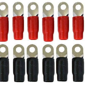 0 gauge ring terminal 20 pack with red and black boots for 1/0 AWG wire crimp cables