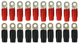 0 gauge ring terminal 20 pack with red and black boots for 1/0 AWG wire crimp cables
