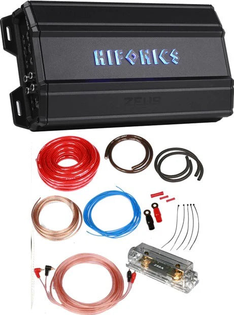 Hifonics ZD-1950.1D 1950W Peak Class D Zeus Monoblock Car Amplifier + 0 Gauge Amp Kit