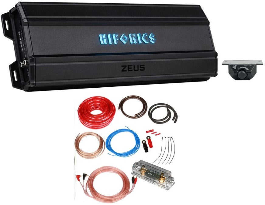 Hifonics ZD-3350.1D 3350 Watt RMS Mono Amplifier 1 Ohm Car Audio Class-D Amp + 0 Gauge Amp Kit