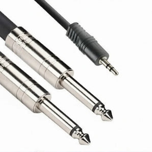 MR DJ CEQY12 12FT 3.5mm TRS Stereo to Dual 1/4" TS Mono Audio Cable