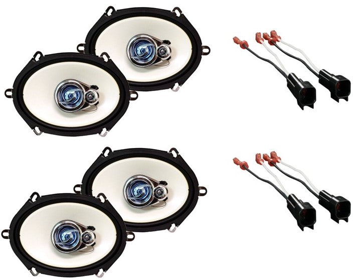 2 Pair Absolute HQ573 5x7" 3-Way Front & Rear Speakers Fit Select Ford Vehicles