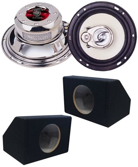 Absolute HQ-653 6-1/2" 420 Watts 3-way Speakers + 6.5" Enclosures Box