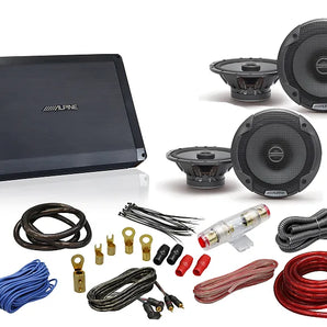 2 Alpine S2-S65 6.5" Speakers + BBX-T600 2 Channel Amplifier + KIT4 4G Amp Kit