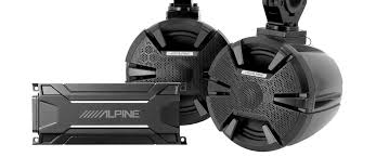 Alpine PSS-SX01 2 6.5" Wakeboard Tower Speakers + Amplifier KTA-30FW+Bluetooth For ATV/UTV/RZR