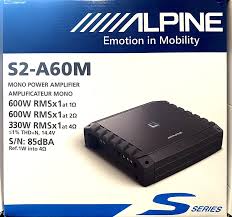 Alpine S2-A60M S-Series Class D 600 W Mono Subwoofer Amplifier + 4 Gauge Amp Kit