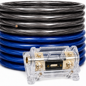 DC Sound DKIT025BKBL 0 Gauge 50' Black/Blue Power/Ground Wire Amplifier Amp Kit