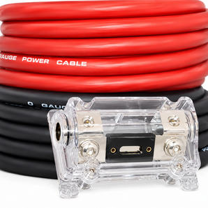 Absolute KIT0-25RB 0 Gauge 50' Red/Black Power/Ground Wire  Amplifier Amp Kit