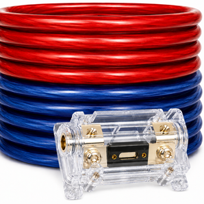 DC Sound CKIT025RBL 0 Gauge 50' Red/Blue Power/Ground Wire Amplifier Amp Kit