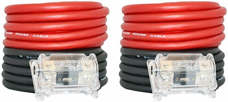 2 MK Audio KIT025RB 0 Gauge 50' Red/Black Power/Ground Wire  Amplifier Amp Kit