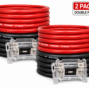 2 AT TKIT025RB 0 Gauge 50' Red/Black Power/Ground Wire Amplifier Amp Kit