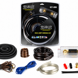 Absolute KIT0BK Complete 0 Gauge Black Amp Kit with RCA Interconnect Cable Black