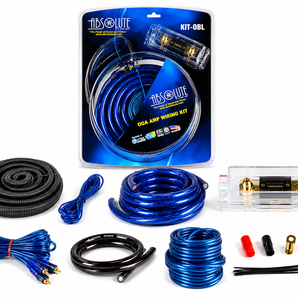 2 Absolute KIT0BL Complete 0 Gauge Blue Amp Kit with RCA Interconnect Cable Blue