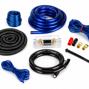 Absolute KIT0BL Complete 0 Gauge Blue Amp Kit with RCA Interconnect Cable Blue
