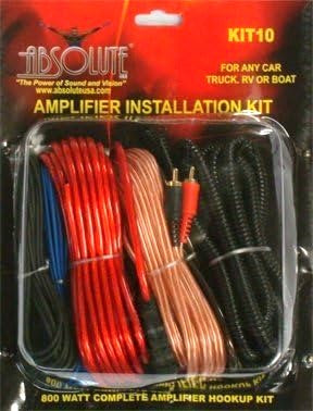 2 Absolute  KIT10 10 Gauge 800 Watt Complete Amplifier Hookup Installation Kit for any Car Truck RV ATV Boat