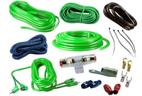 Thumbnail for Absolute KIT4GR AMP KIT Complete PRO Marine Auto Car RV 4 Gauge 2000 Watts Amplifier Complete Installation Amp Kit Power Wiring with Green Accent Color Scheme