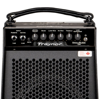 Traynor SB106 100 Watt Micro Bass Combo amplifier with controls and black finish for superior sound quality.