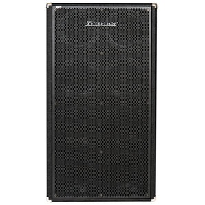 Traynor TC810 bass extension cabinet front view with black grille and logo, designed for powerful sound delivery.