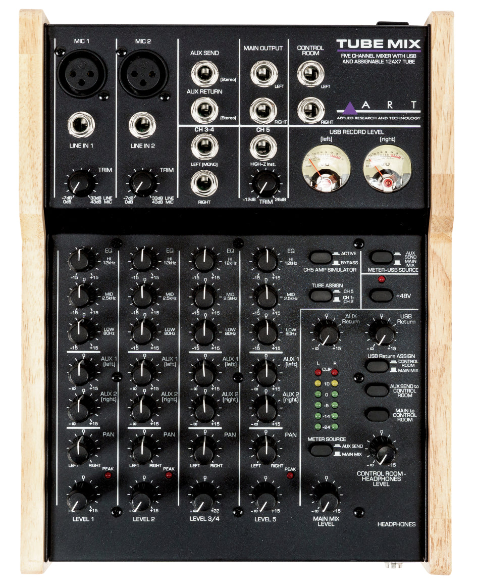 ART TUBEMIX 5-Channel Recording Mixer with USB and Assignable 12AX7 Tube