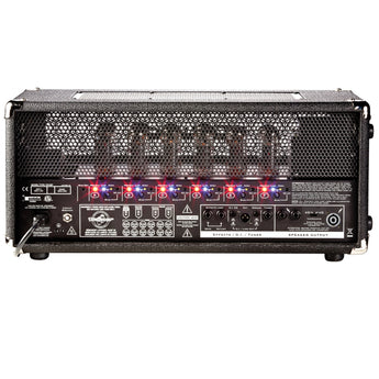  Traynor YBA300 tube bass head front view showcasing controls and design features.