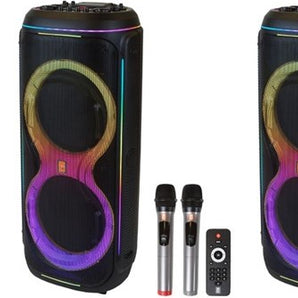 2 MR DJ LOS ANGELES Dual 15” Powered Rechargeable Bluetooth DJ Speaker 6000W Active PA System