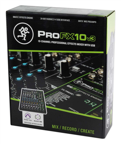 Mackie ProFX10V3 Series, Mixer - Unpowered, 10-Channel w/USB