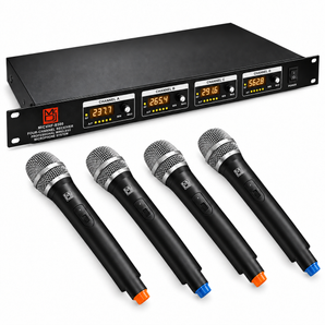 MR DJ MICVHF8500 4 Channel Professional PA/DJ/KTV/Karaoke VHF Handheld Wireless Microphone System with Digital Receiver