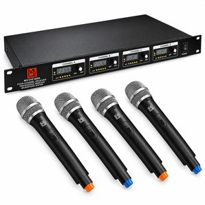 MR DJ MICVHF8500 4 Channel Professional PA/DJ/KTV/Karaoke VHF Handheld Wireless Microphone System with Digital Receiver
