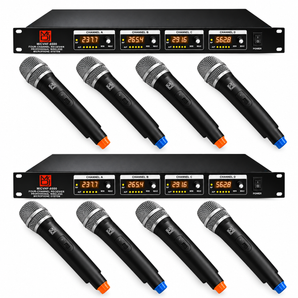2 MR DJ MICVHF-8500 4 Channel Handheld Wireless Microphone PA/DJ/KTV/Karaoke