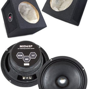 2 Absolute MID65P 6.5" 500W Mid-Range Aluminum Bullet Loudspeaker + Flat Box