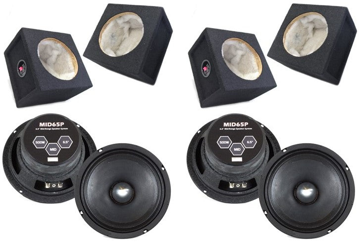 2 Absolute MID65P 6.5" 500W Mid-Range Aluminum Bullet Loudspeaker + Flat Box