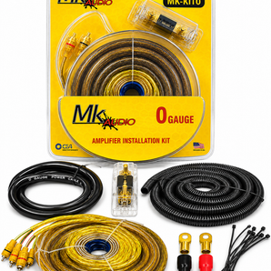 2 MK Audio MK-KIT0 1/0 Gauge Yellow Amplifier Installation Wiring Kit Complete 3000W Car Audio Amp Kit