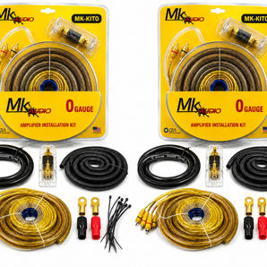 2 MK Audio MK-KIT0 1/0 Gauge Yellow Amplifier Installation Wiring Kit Complete 3000W Car Audio Amp Kit
