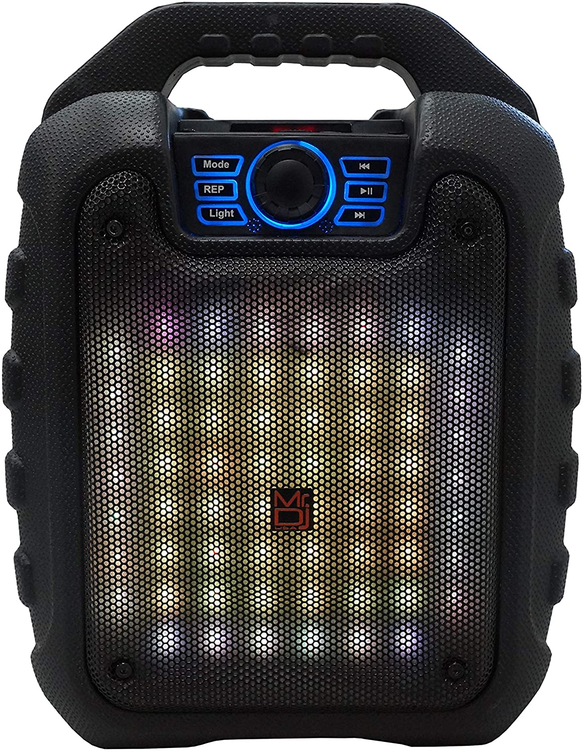 Pair of MR DJ DISCO 5.25" Portable Powerful PA Bluetooth Speaker Karaoke Machine with Sound Activated Lights, Battery Powered, FM Radio, USB/Micro SD Card, & LED Party Light