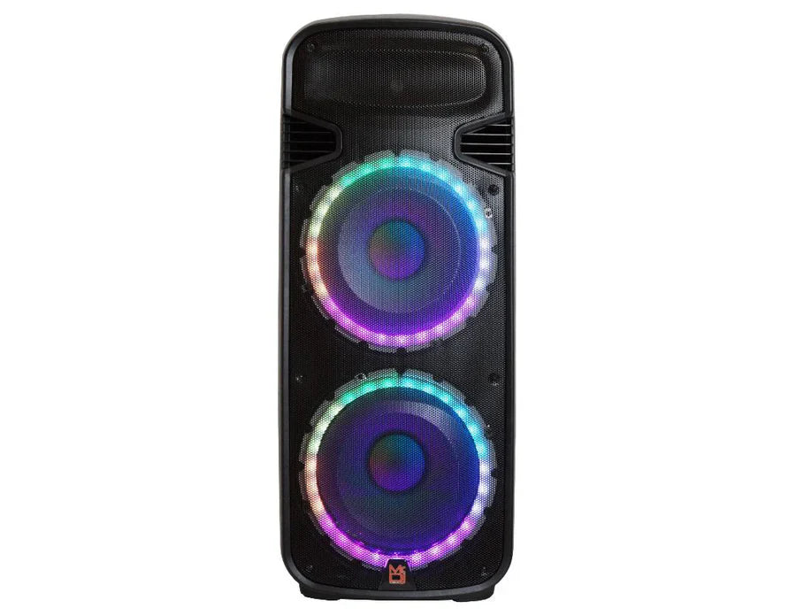MR DJ PBX6300BAT 4500 Watts Dual 15" Rechargeable PA DJ Party Speaker Bluetooth, Light, Echo, MIC
