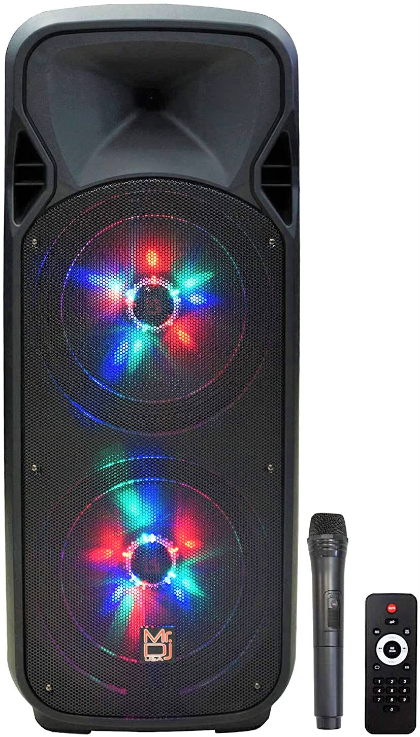 MR DJ LETS-PARTY Dual 12" Battery Powered Bluetooth Speaker Microphone Party Speaker
