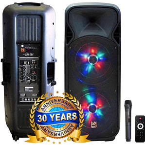 MR DJ LETS-PARTY Dual 12" Battery Powered Bluetooth Speaker Microphone Party Speaker