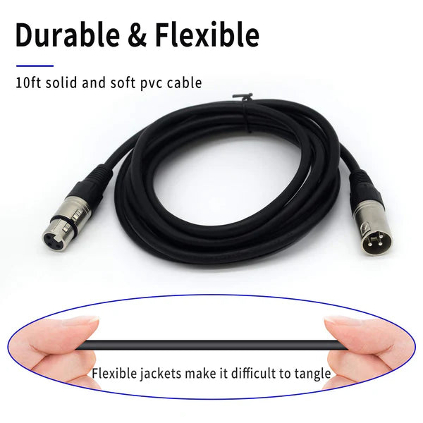 MR DJ CDMX10-3 10' DMX 3-Pin XLR Male to Female Pro Stage DJ Lighting DMX Cable