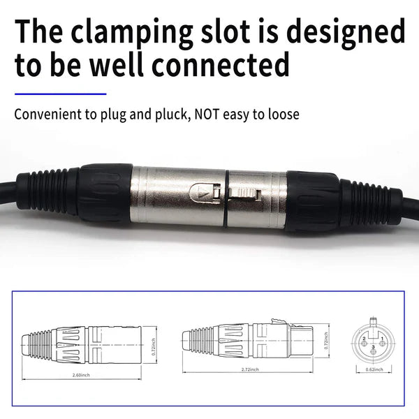 MR DJ CDMX10-3 10' DMX 3-Pin XLR Male to Female Pro Stage DJ Lighting DMX Cable